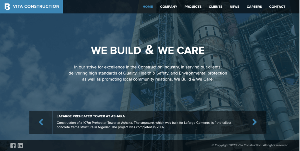 Homepage of Vidal Construction's website / vita-construction.com
