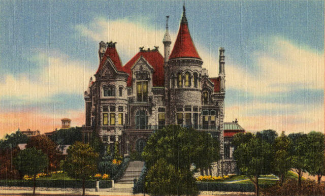 Postcard showing Bishop's Palace / Wikipedia / University of Houston Digital Library / 
Link: https://en.wikipedia.org/wiki/Bishop%27s_Palace,_Galveston#/media/File:Bishop's_Residence_Galveston_TX_Postcard.jpg